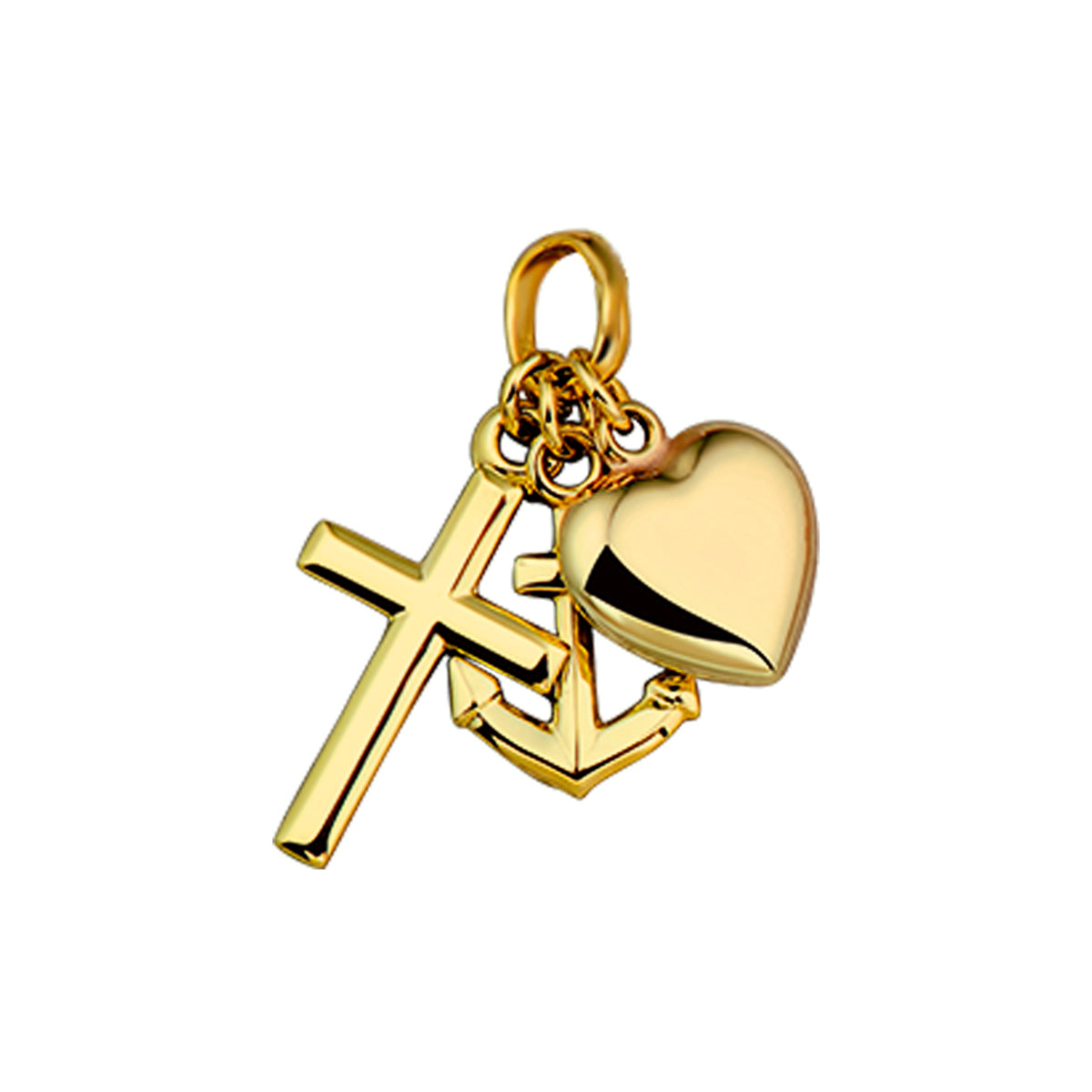 Hanger geloof, hoop en liefde 14k geelgoud