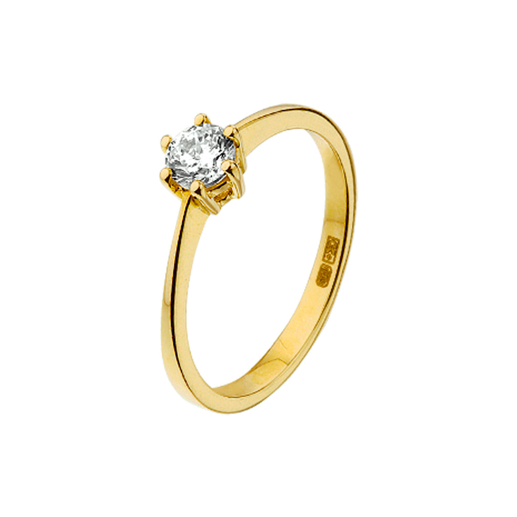 Ring zirkonia 14k geelgoud