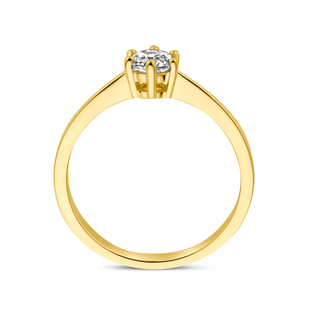 Ring zirkonia 14k geelgoud