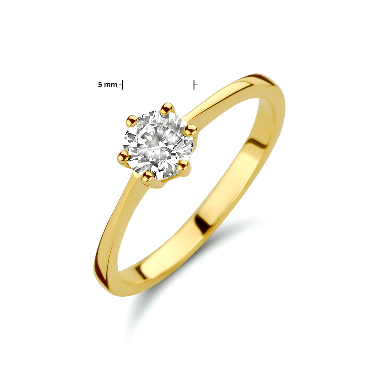 Ring zirkonia 14k geelgoud