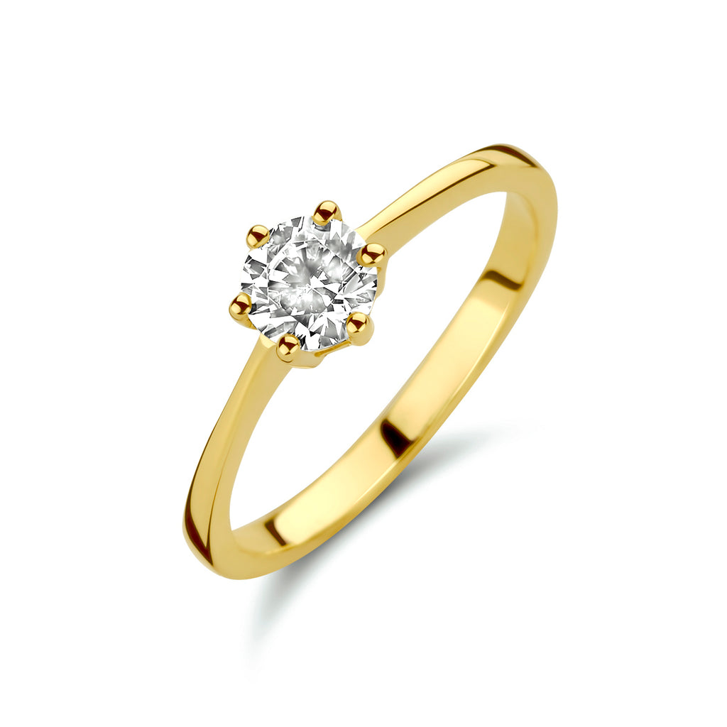 Ring zirkonia 14k geelgoud