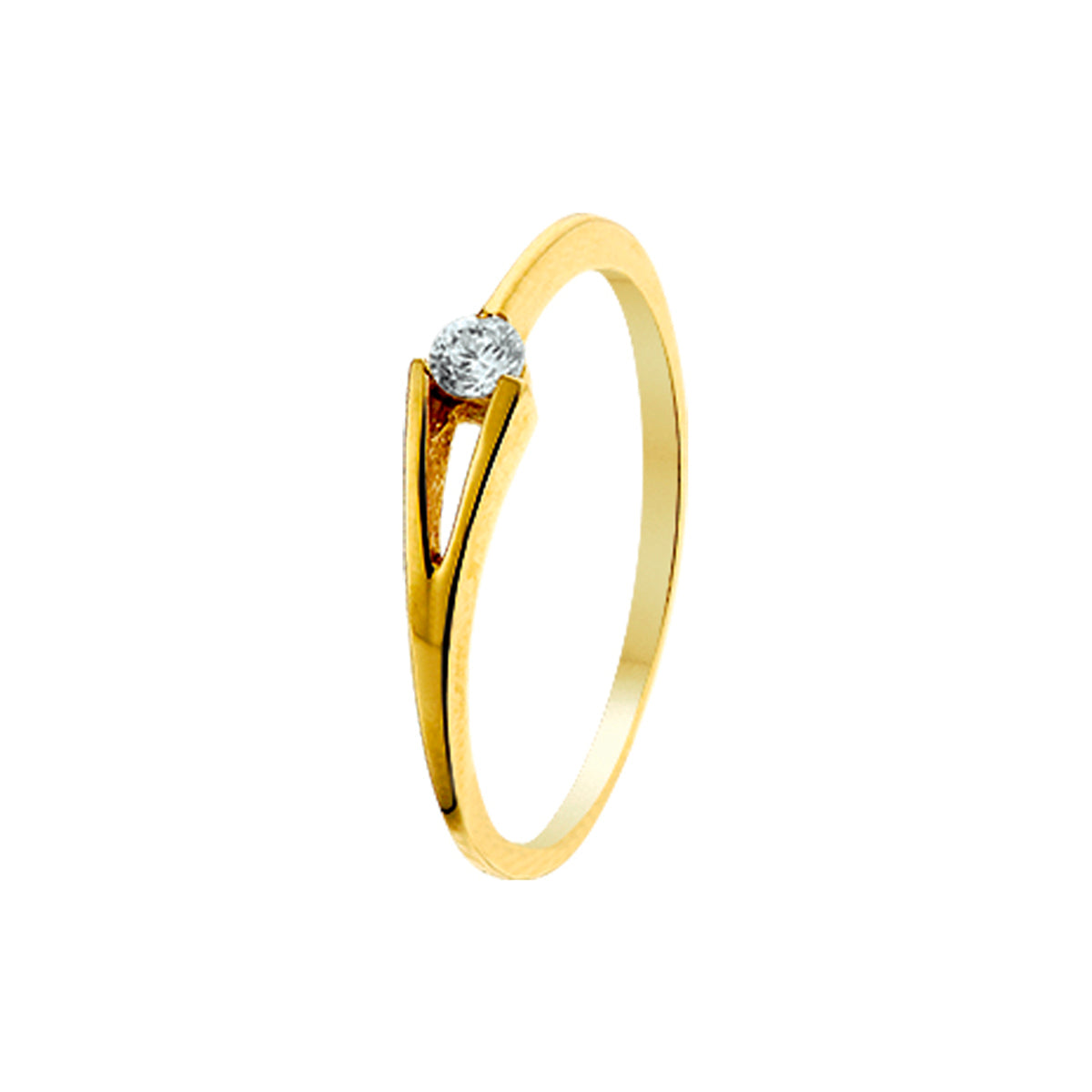 Ring zirkonia 14k geelgoud
