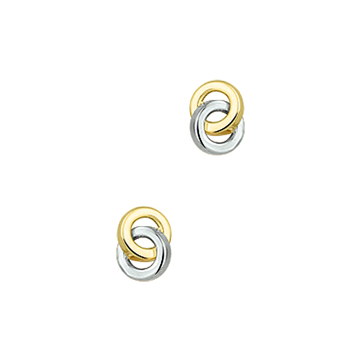 Oorknoppen bicolor gestift 14k geelgoud