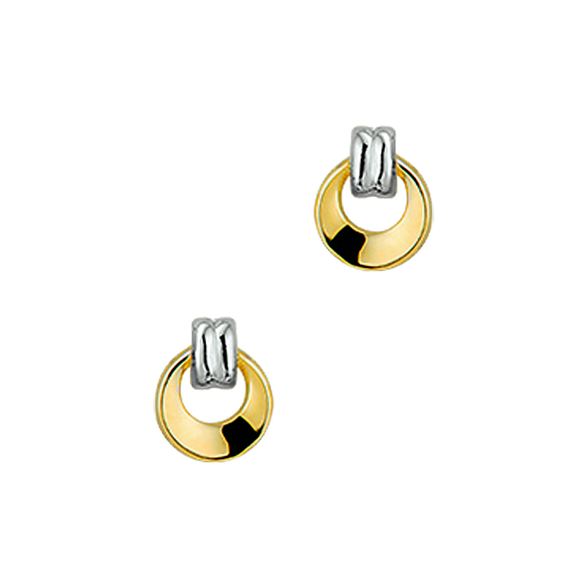 Oorknoppen bicolor gestift 14k geelgoud