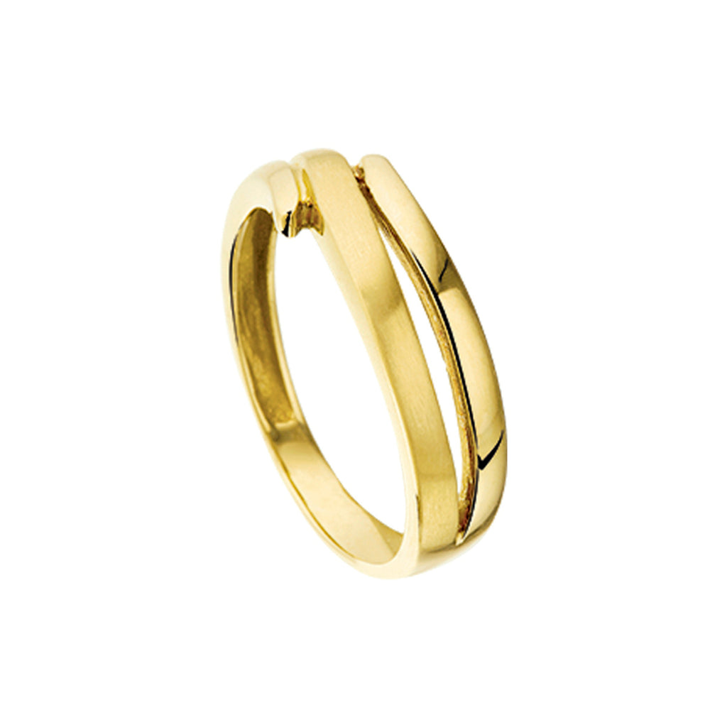 Ring poli/mat 14k geelgoud