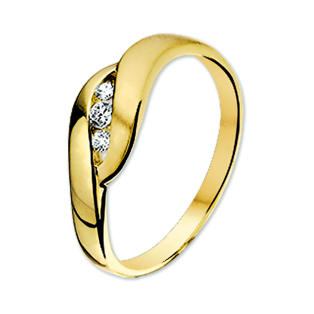 Ring zirkonia poli/mat 14k geelgoud