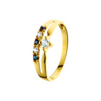 Ring saffier en zirkonia 14k geelgoud