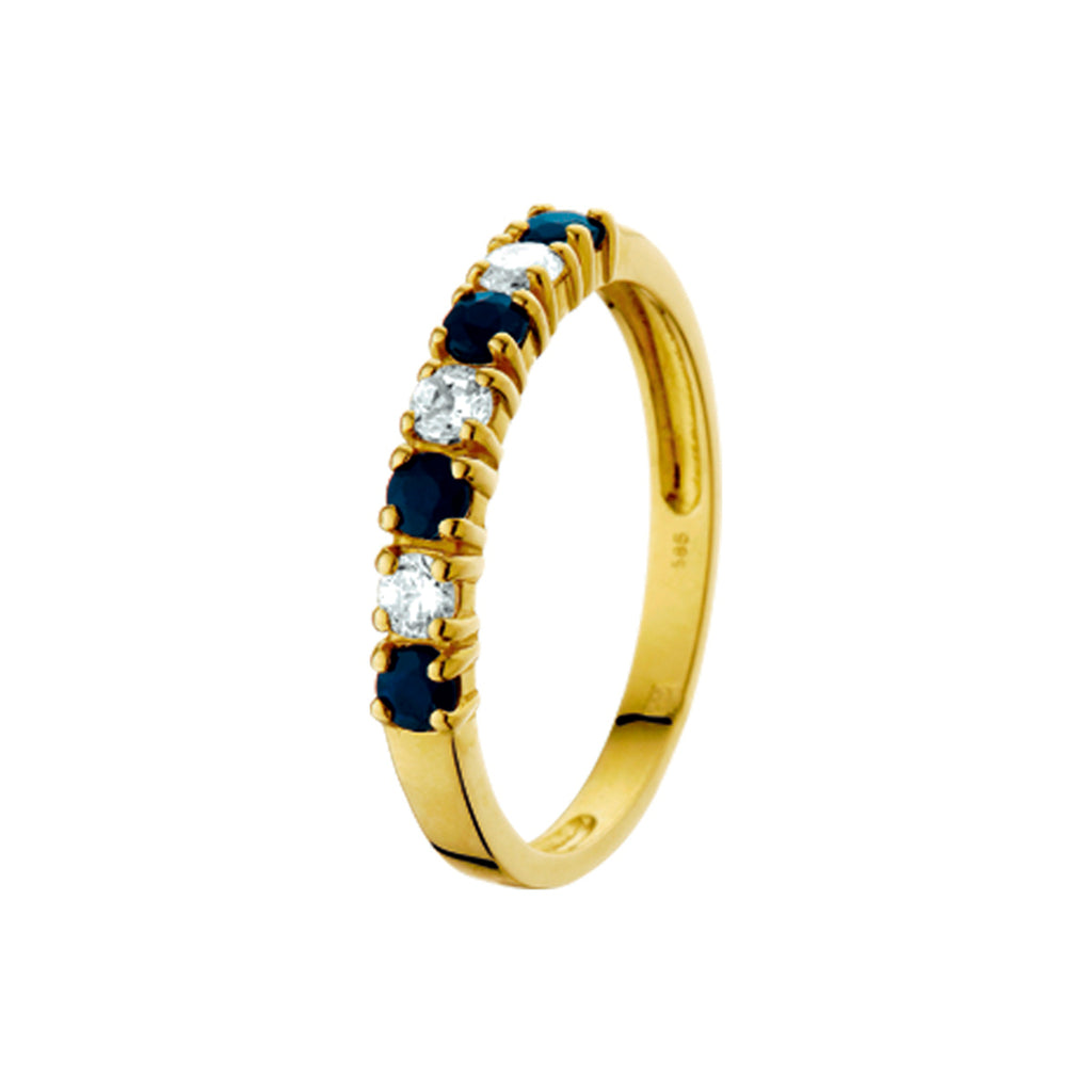 Ring saffier en zirkonia 14k geelgoud