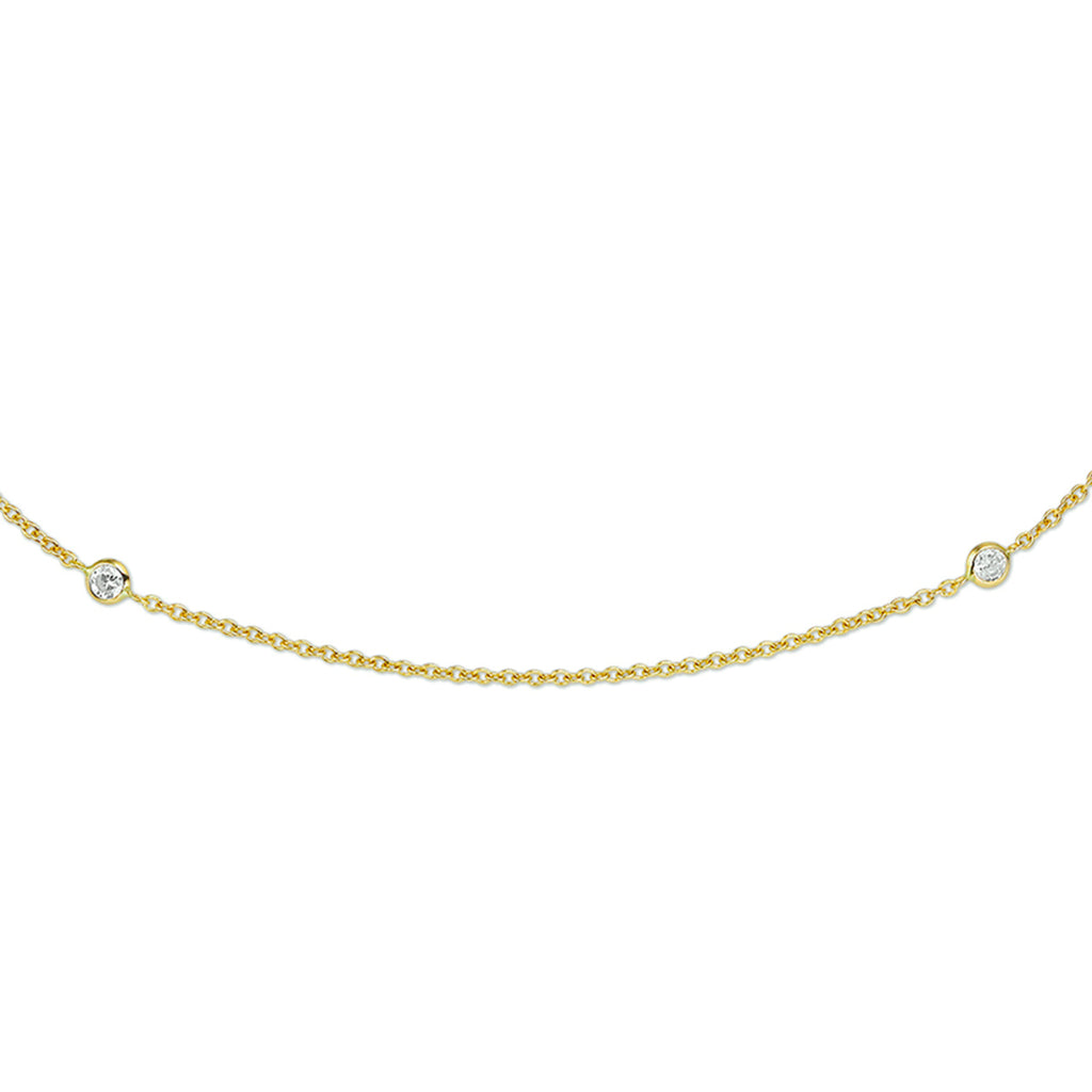 Collier zirkonia 42-45 cm 14k geelgoud