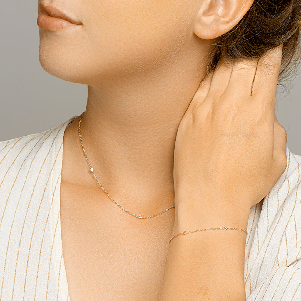 Collier zirkonia 42-45 cm 14k geelgoud