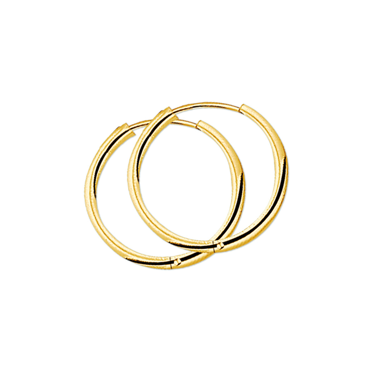 Klapoorringen 2,5 mm ronde buis 14k geelgoud