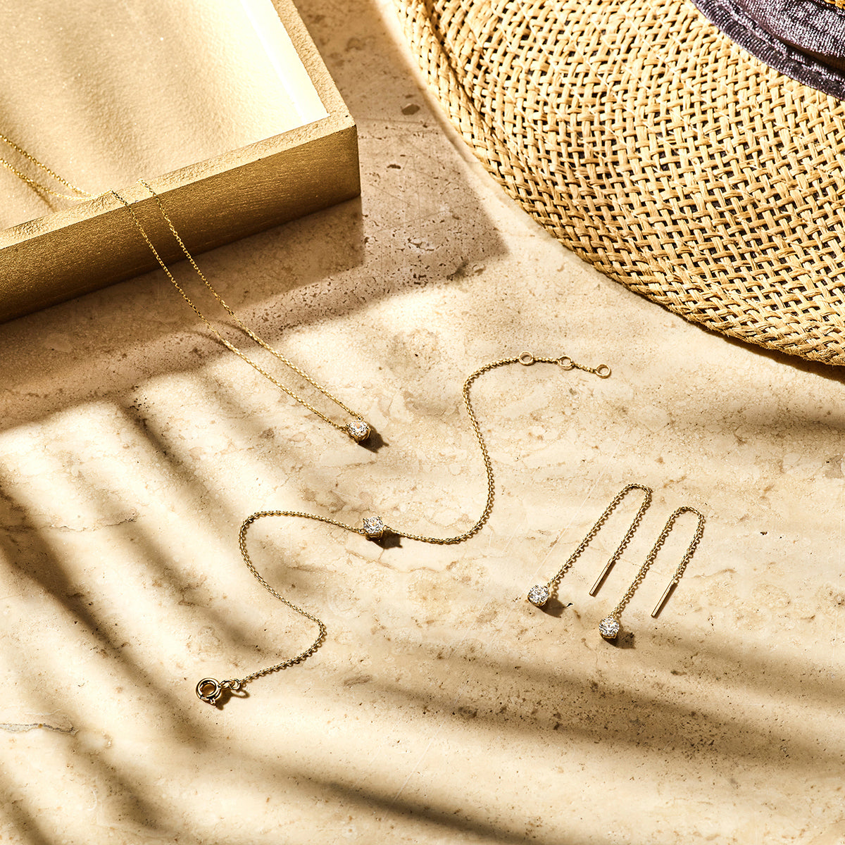 Collier zirkonia 40 - 42 - 44 cm 14k geelgoud