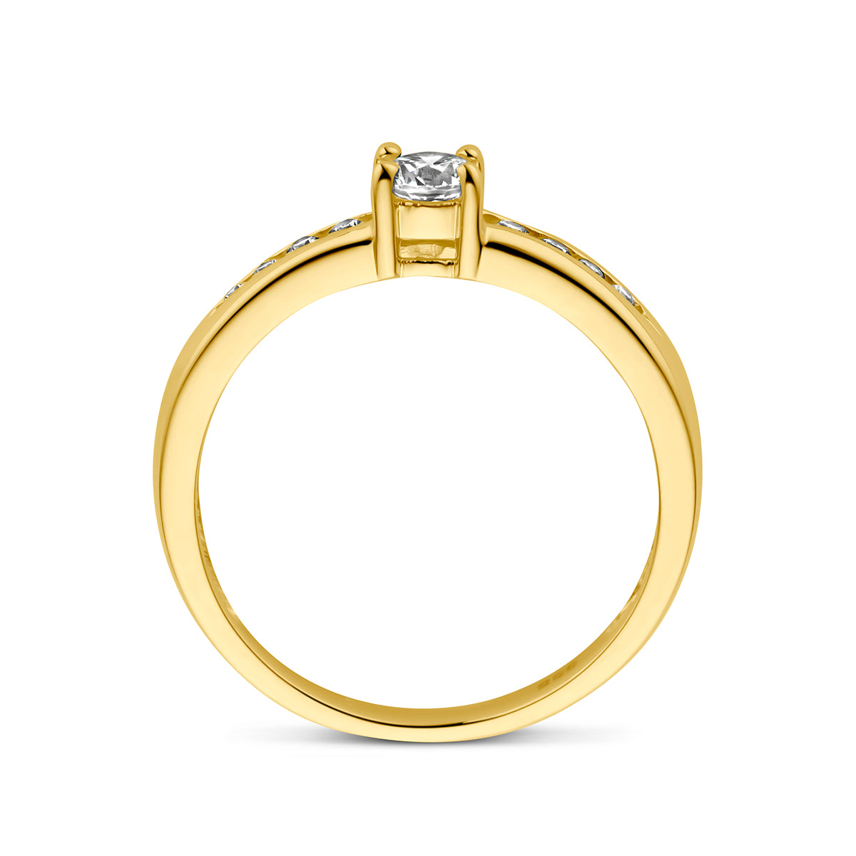 Ring zirkonia 14k geelgoud