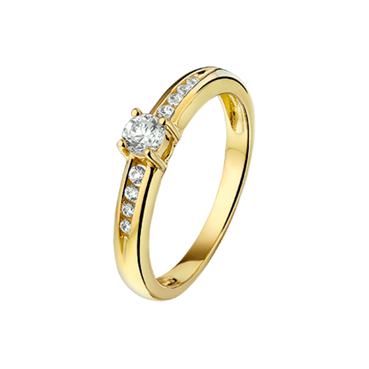 Ring zirkonia 14k geelgoud