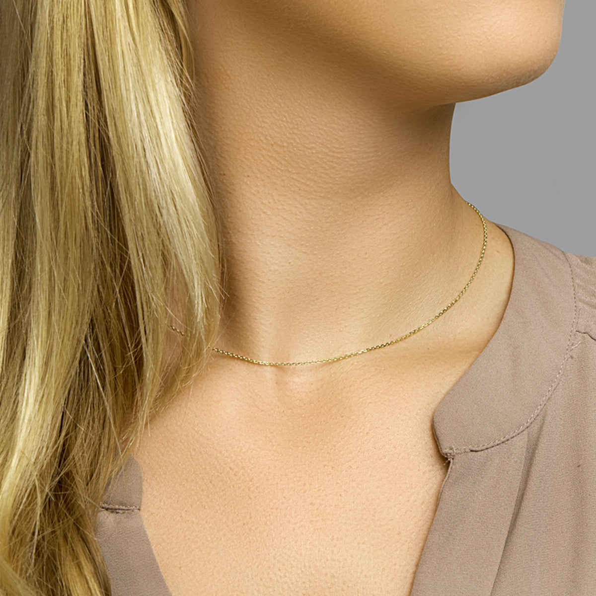 Collier anker gediamanteerd 1,1 mm 14k geelgoud