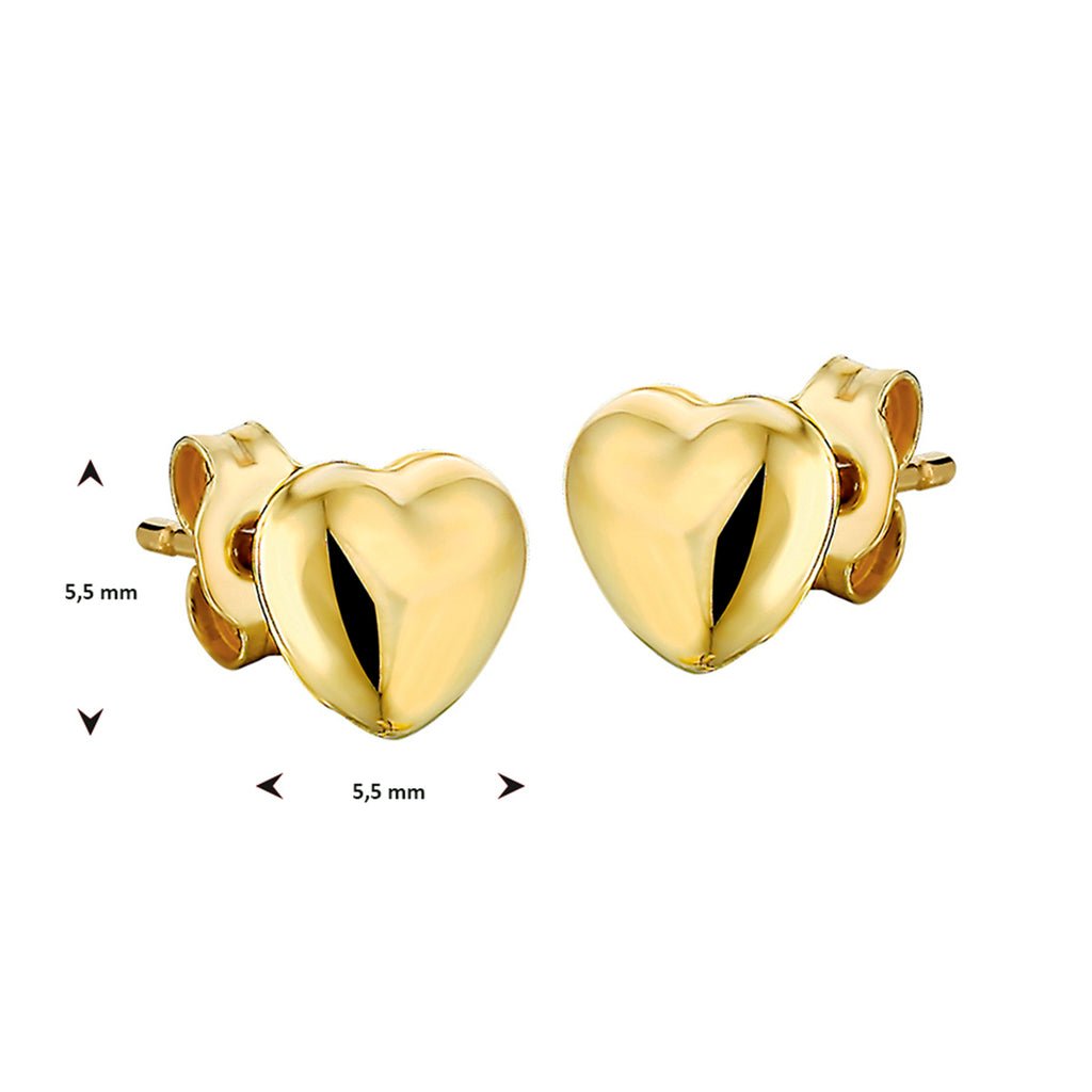 Oorknoppen hart 14k geelgoud