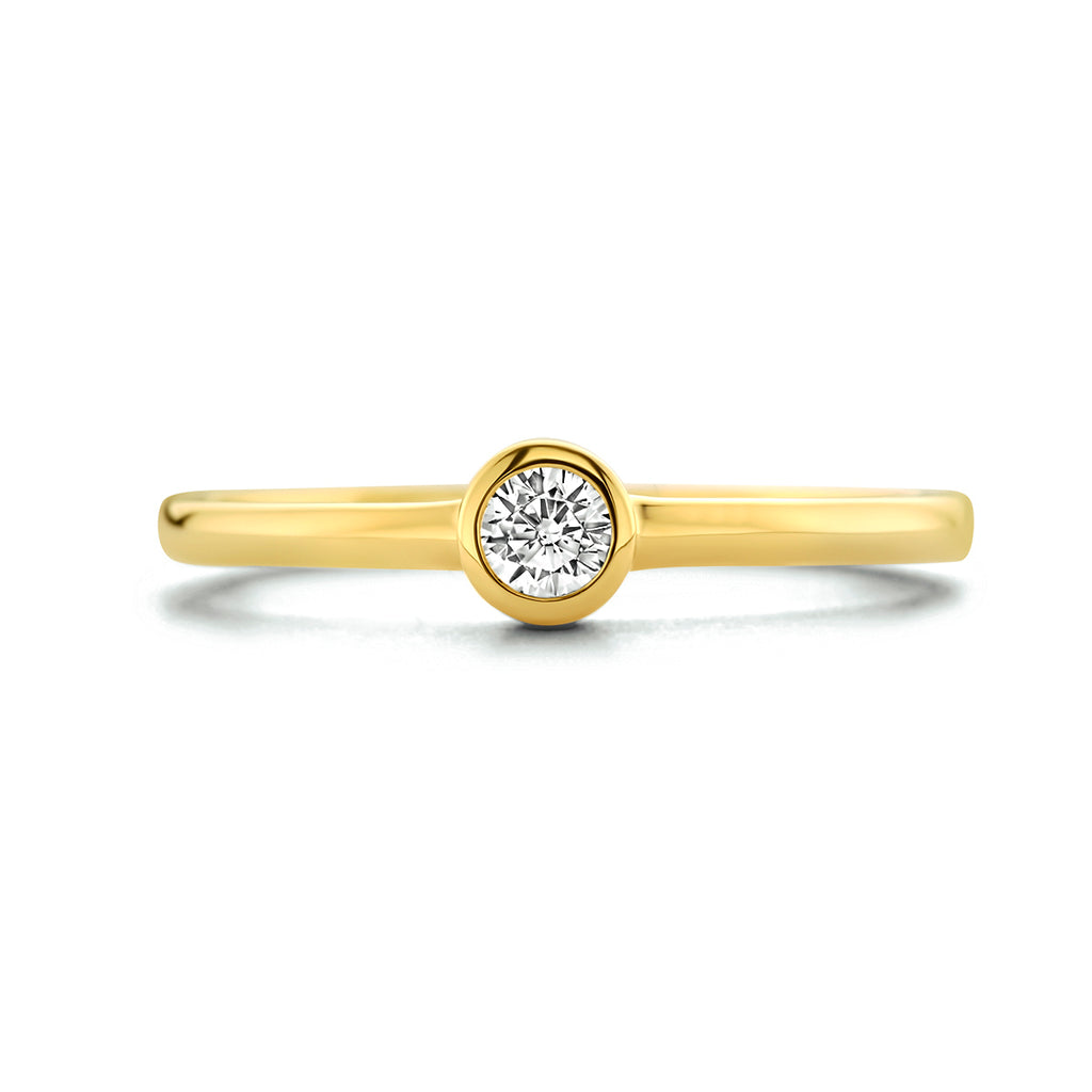 Ring zirkonia 14k geelgoud