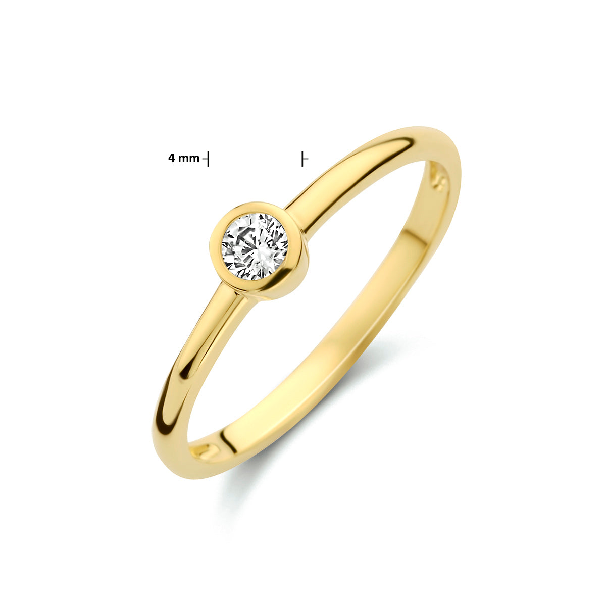 Ring zirkonia 14k geelgoud