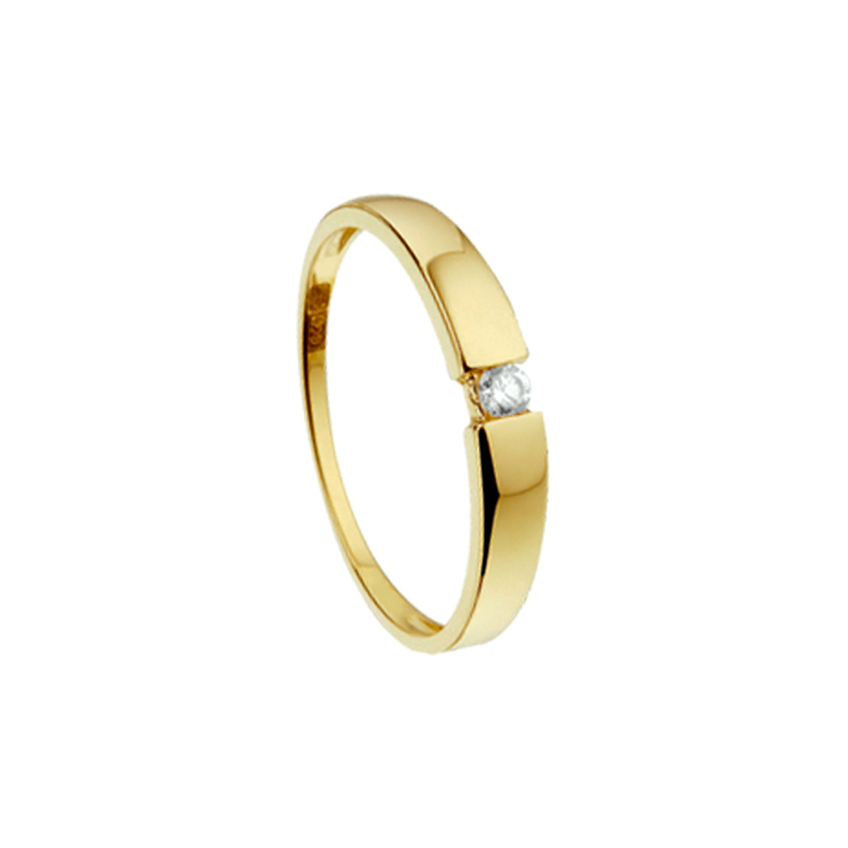 Ring zirkonia 14k geelgoud