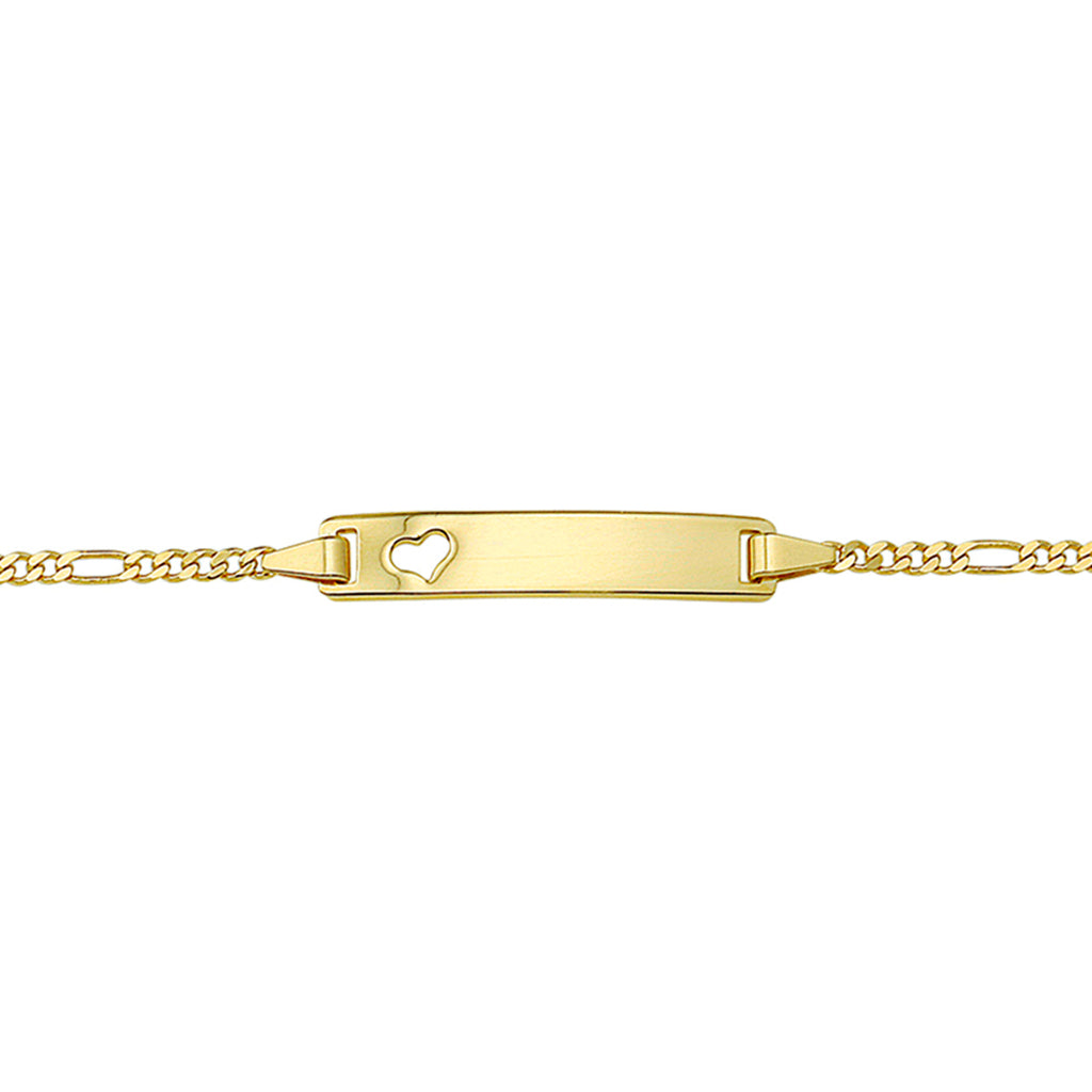 Graveerarmband hart figaro plaat 5,0 mm 14k geelgoud