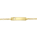 Graveerarmband hart figaro plaat 5,0 mm 14k geelgoud