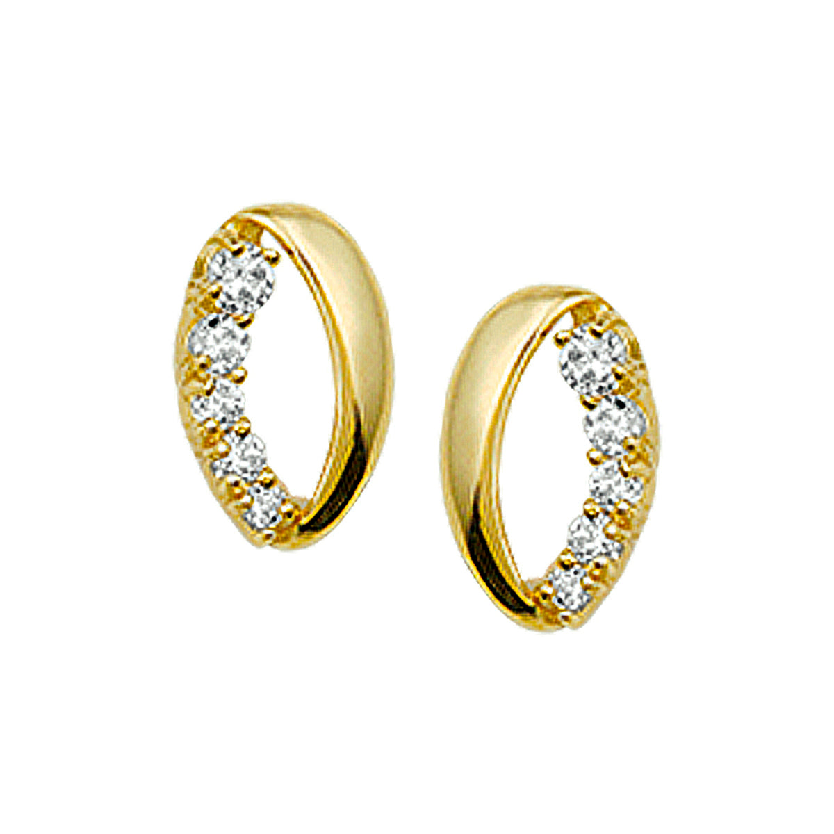 Oorknoppen zirkonia 14k geelgoud