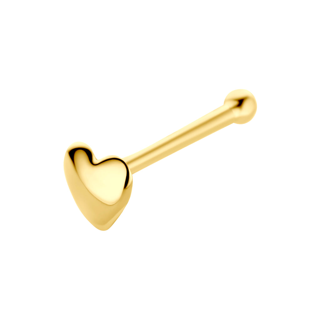 Neusknopje hart 14k geelgoud