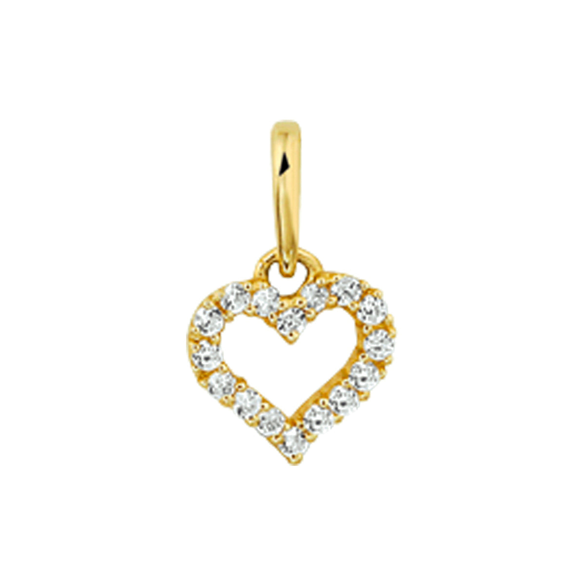 Hanger hart zirkonia 14k geelgoud