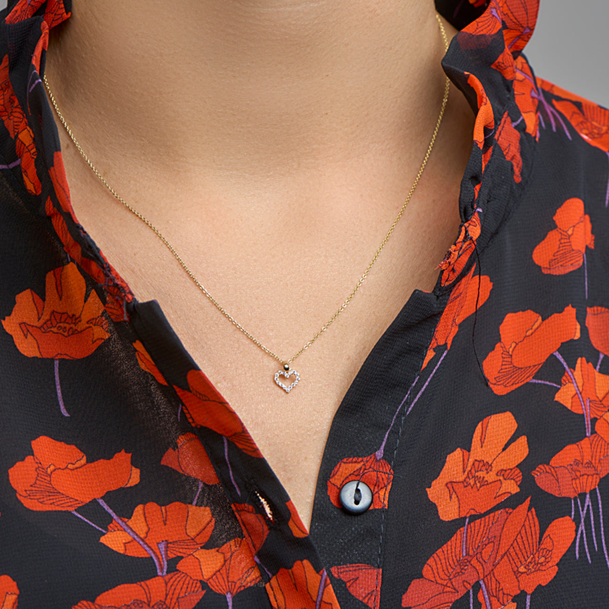 Hanger hart zirkonia 14k geelgoud