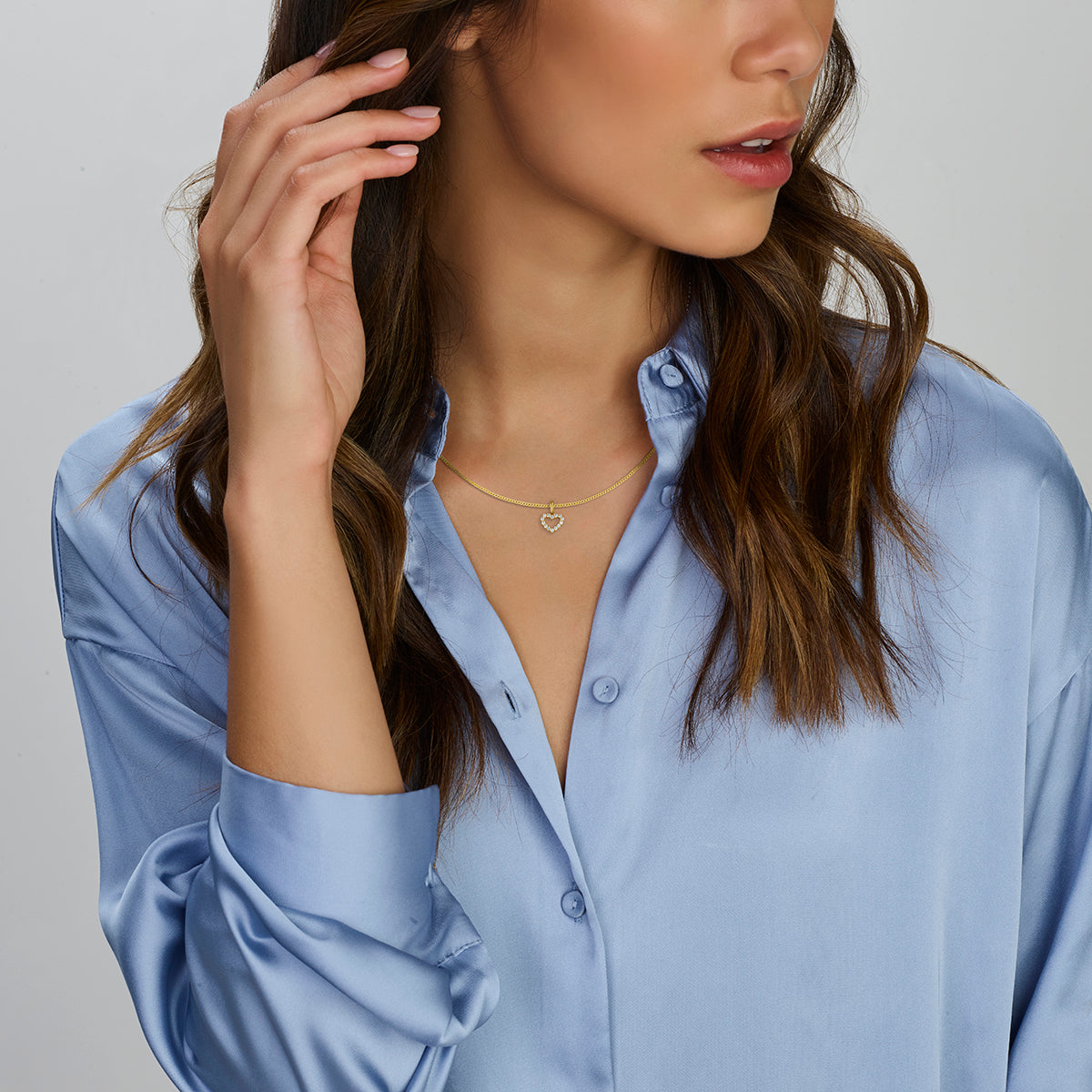 Hanger hart zirkonia 14k geelgoud