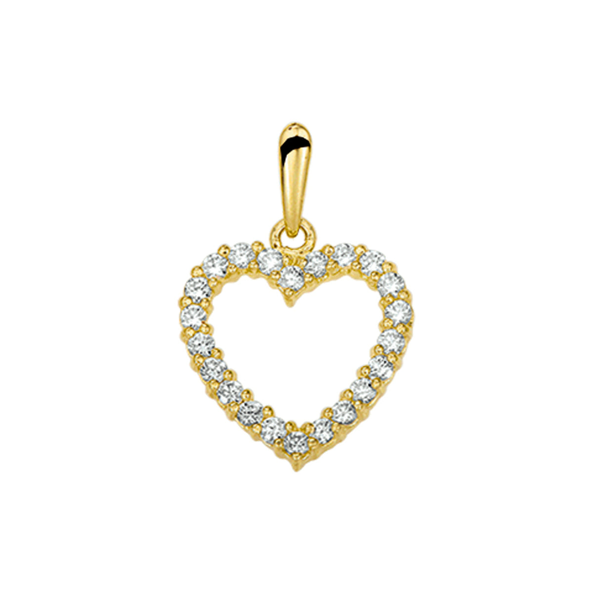 Hanger hart zirkonia 14k geelgoud