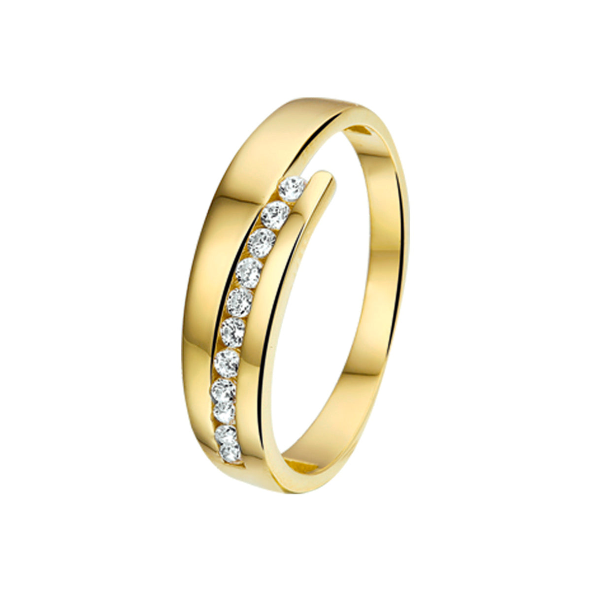 Ring zirkonia 14k geelgoud
