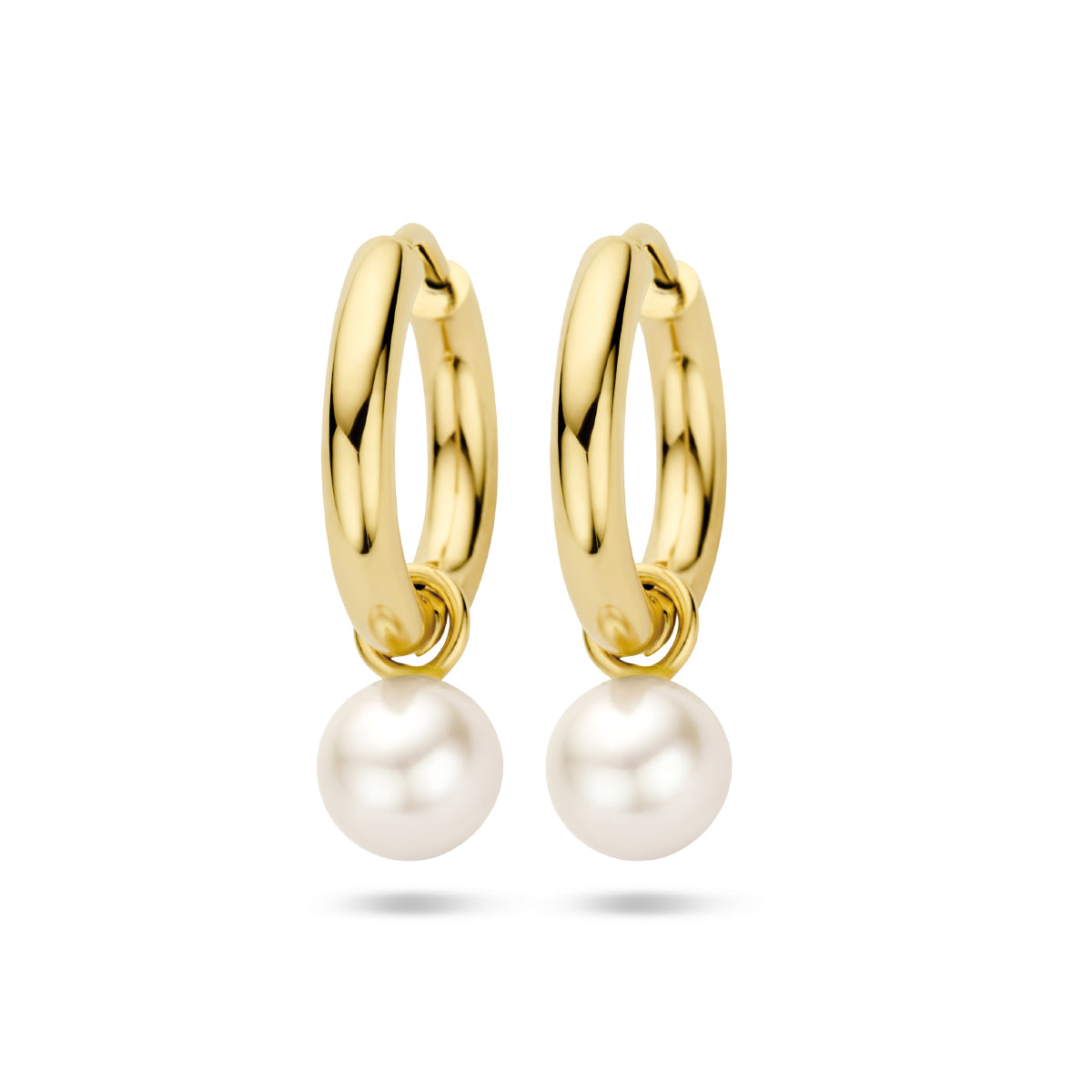Klapoorringen parel 14k geelgoud