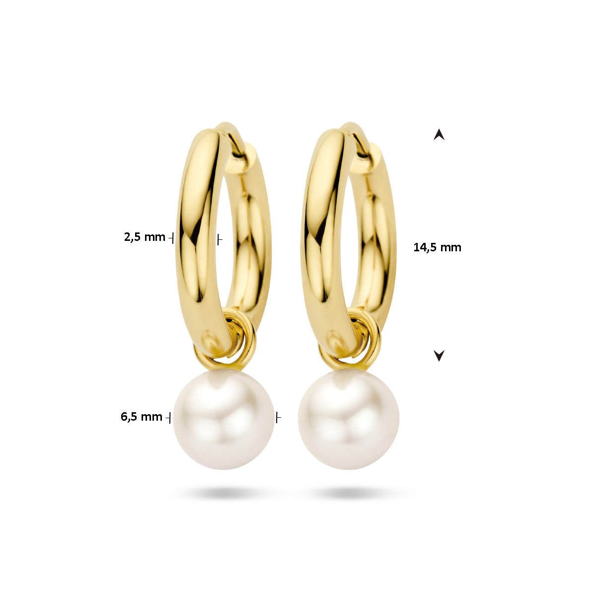 Klapoorringen parel 14k geelgoud