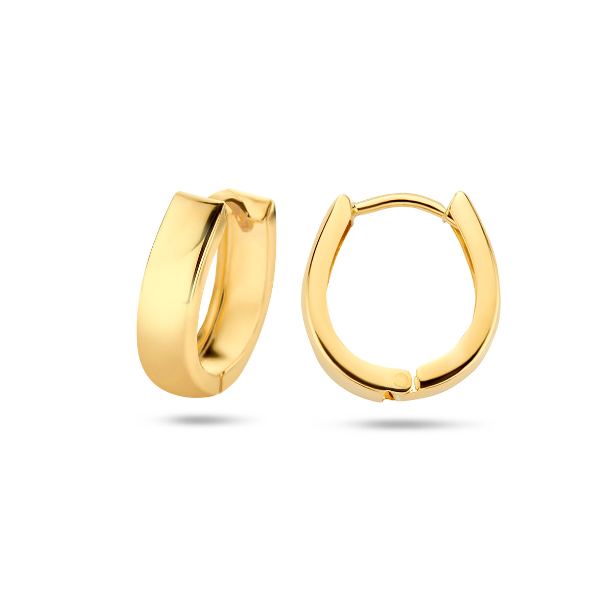 Klapoorringen vlak 4,0 mm 14k geelgoud