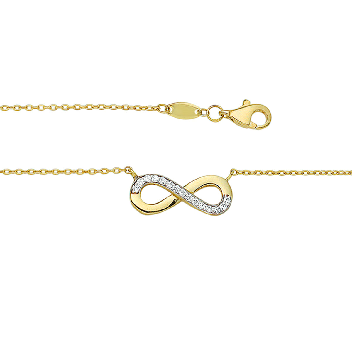 Collier infinity zirkonia 41 + 4 cm 14k geelgoud