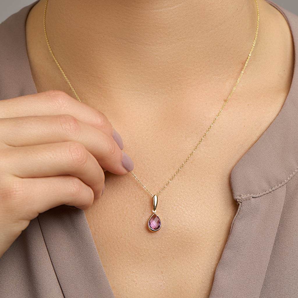 Hanger amethist 14k geelgoud