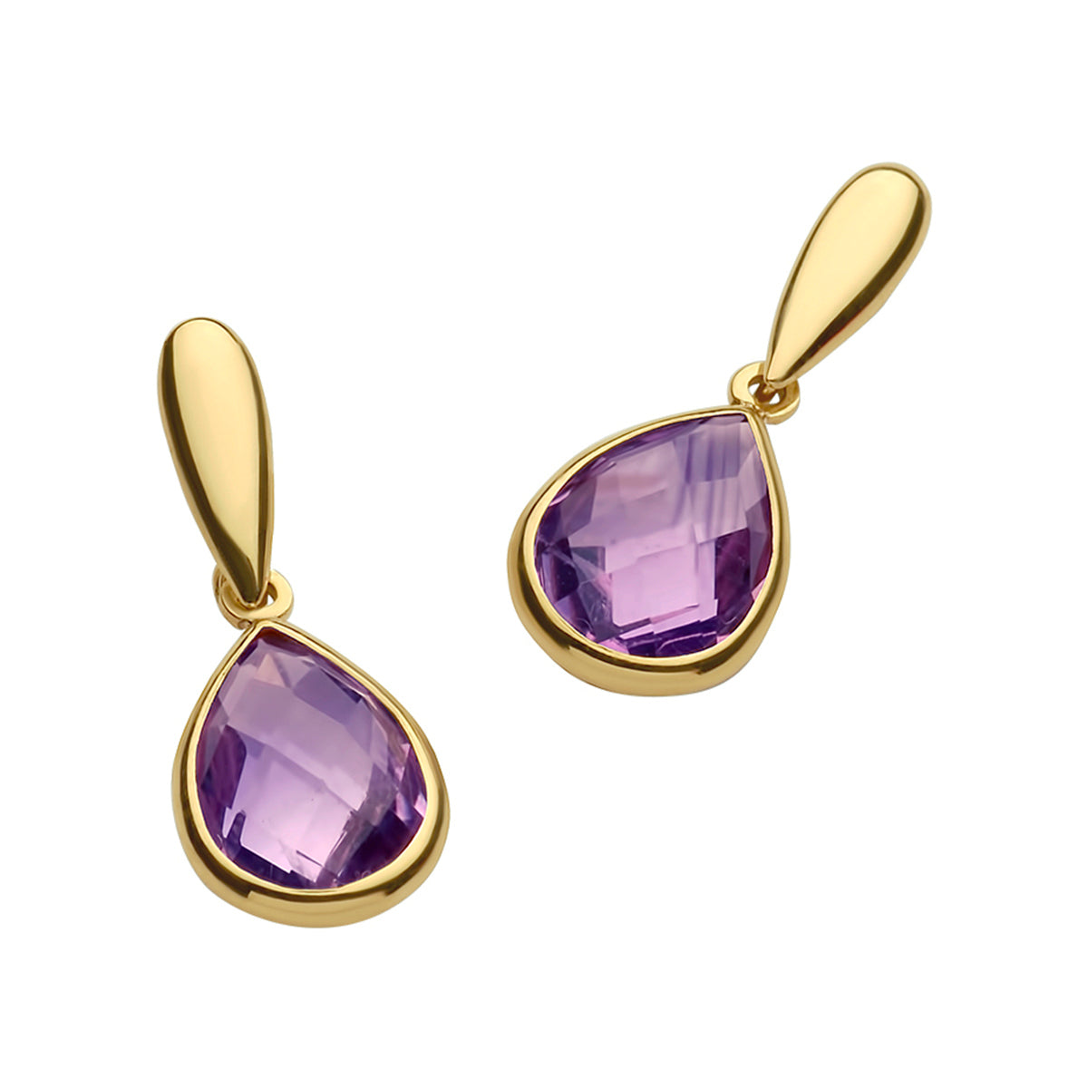 Oorhangers amethist 14k geelgoud