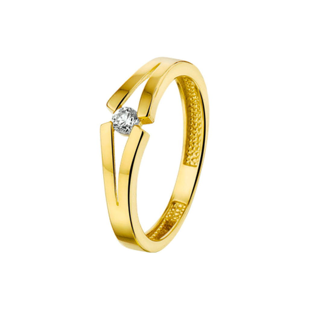 Ring zirkonia 14k geelgoud