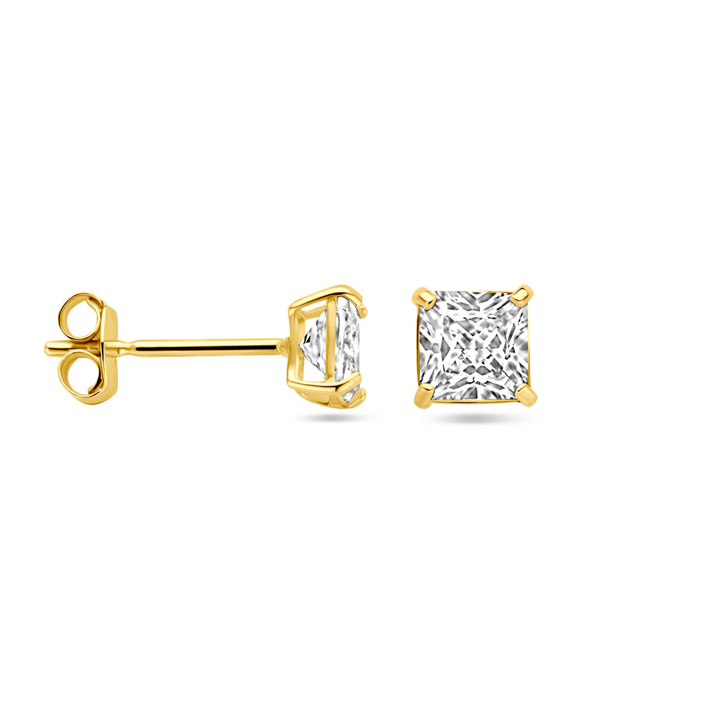 Oorknoppen zirkonia 14k geelgoud