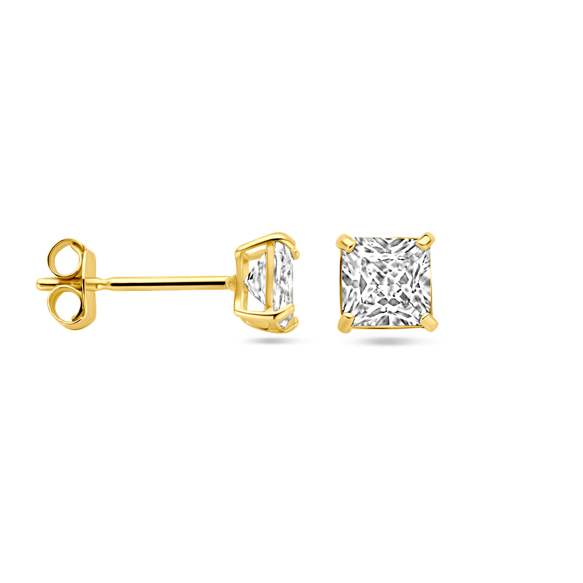 Oorknoppen zirkonia 14k geelgoud