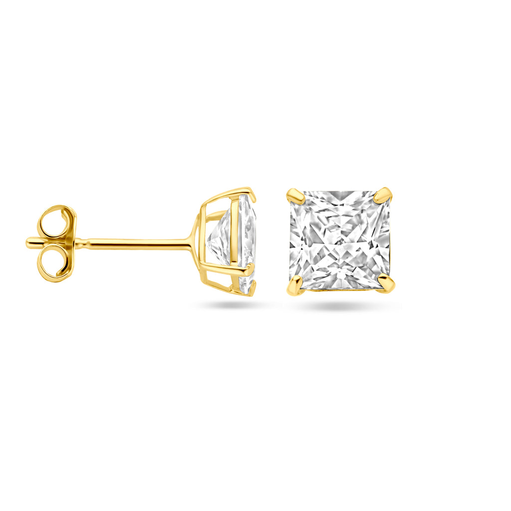 Oorknoppen zirkonia 14k geelgoud
