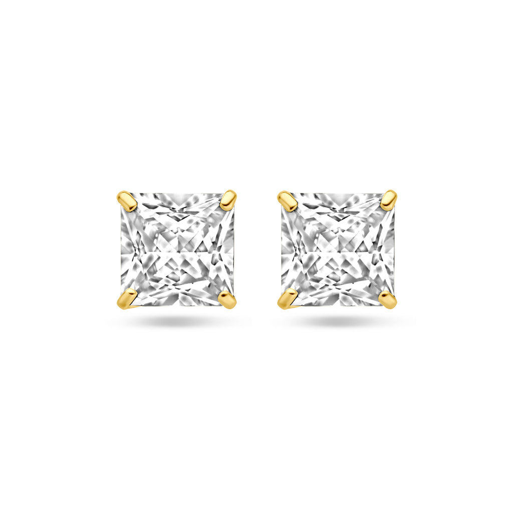 Oorknoppen zirkonia 14k geelgoud