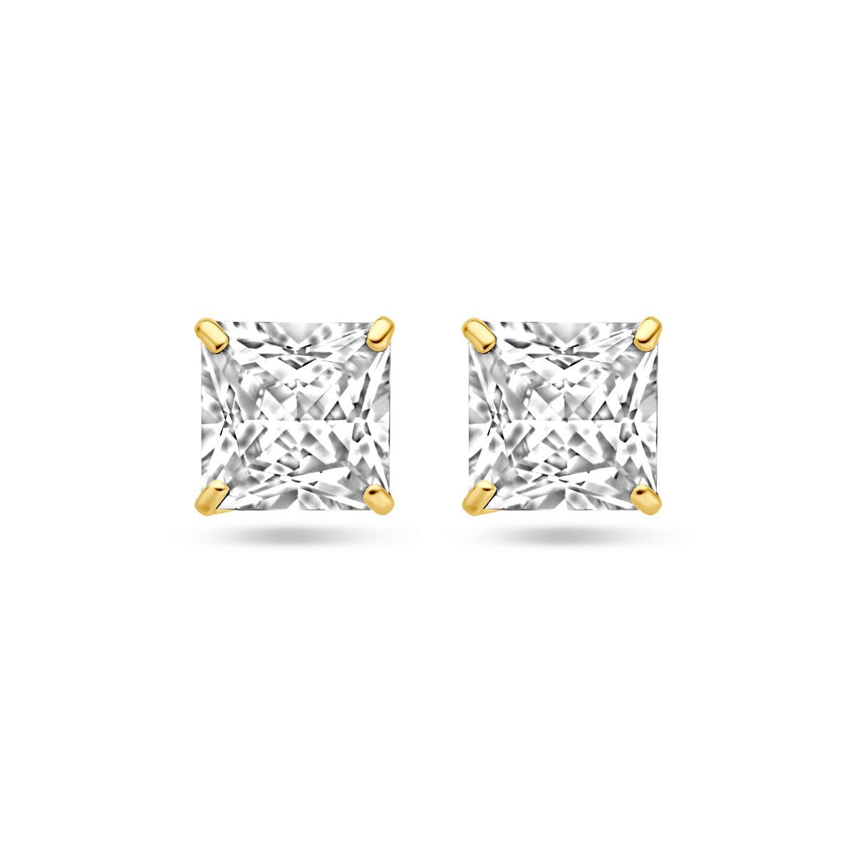 Oorknoppen zirkonia 14k geelgoud