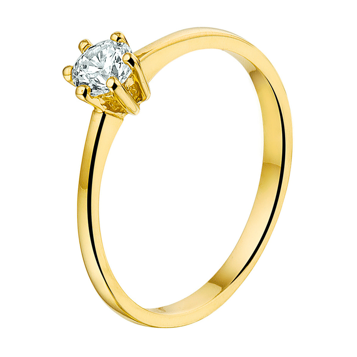 Ring zirkonia 14k geelgoud