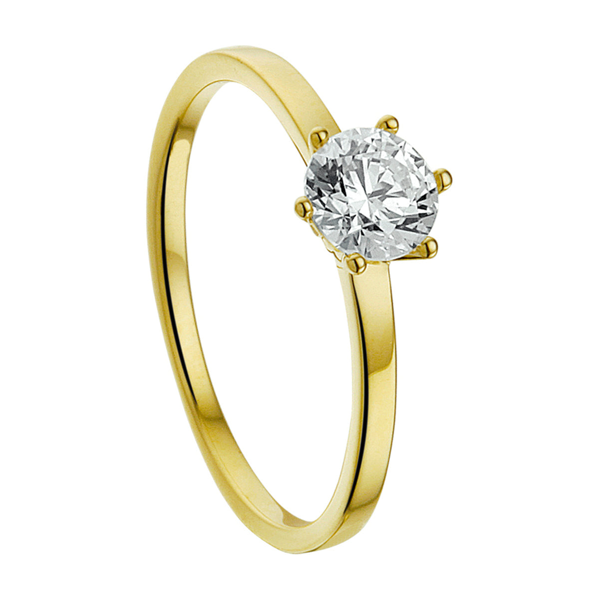 Ring zirkonia 14k geelgoud