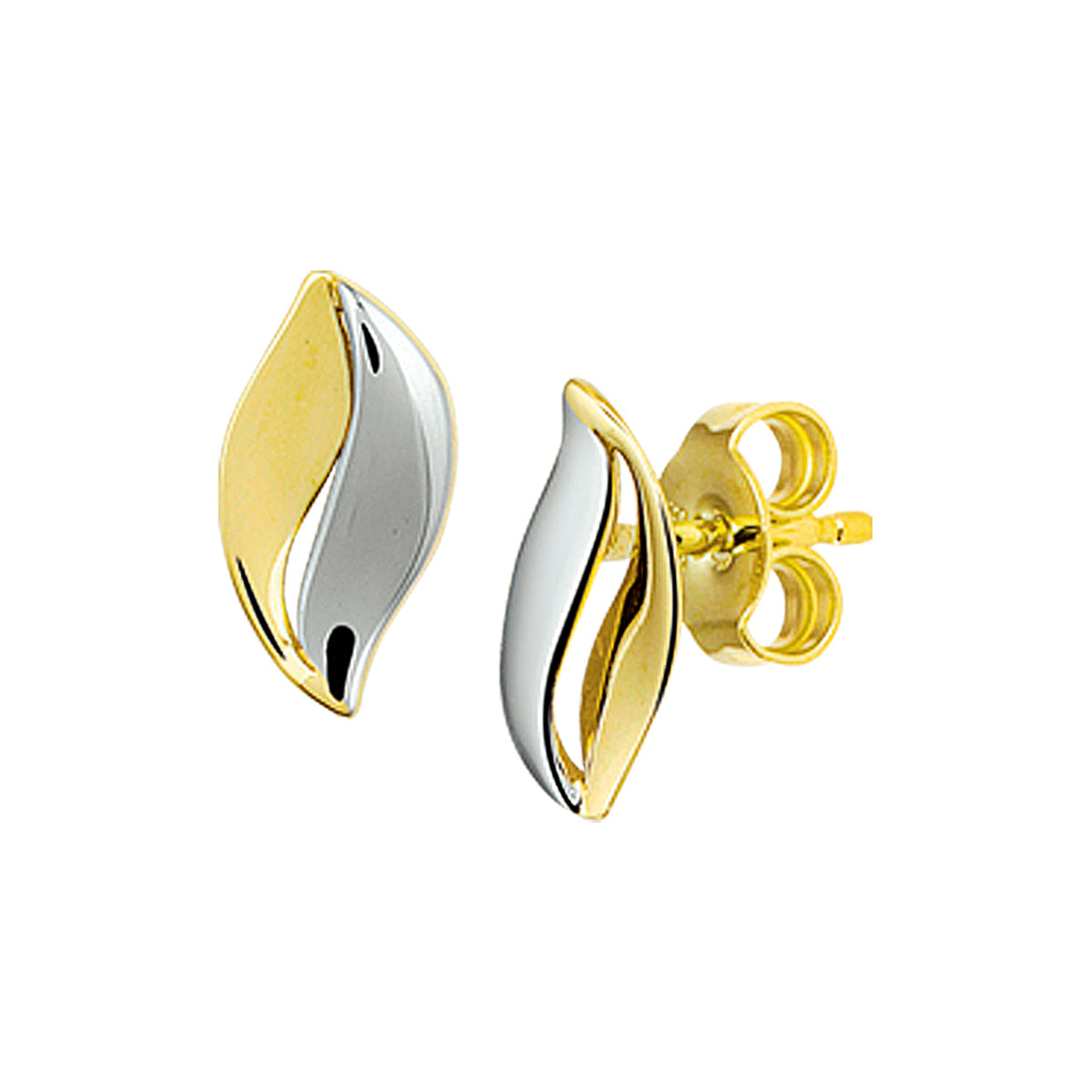 Oorknoppen bicolor gestift 14k geelgoud
