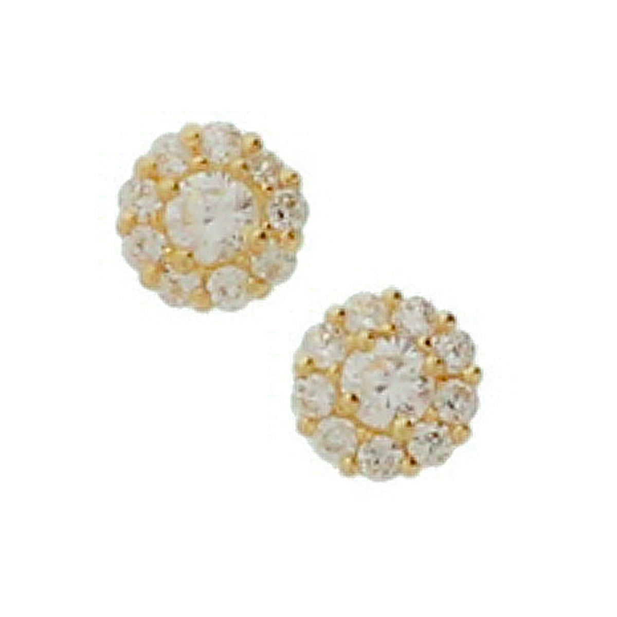 Oorknoppen zirkonia halo 14k geelgoud