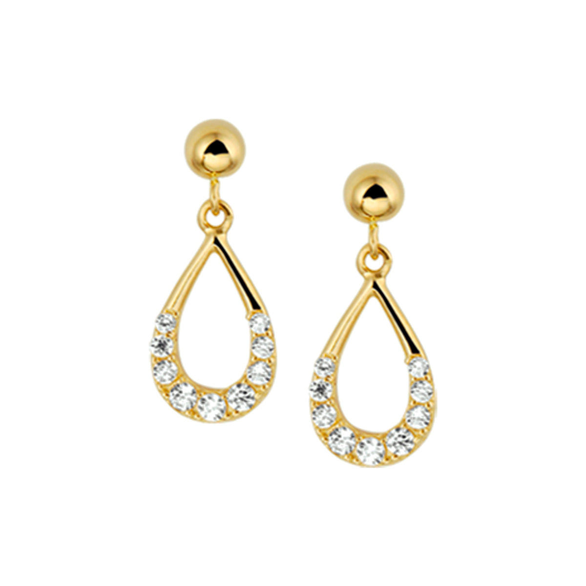 Oorhangers zirkonia 14k geelgoud