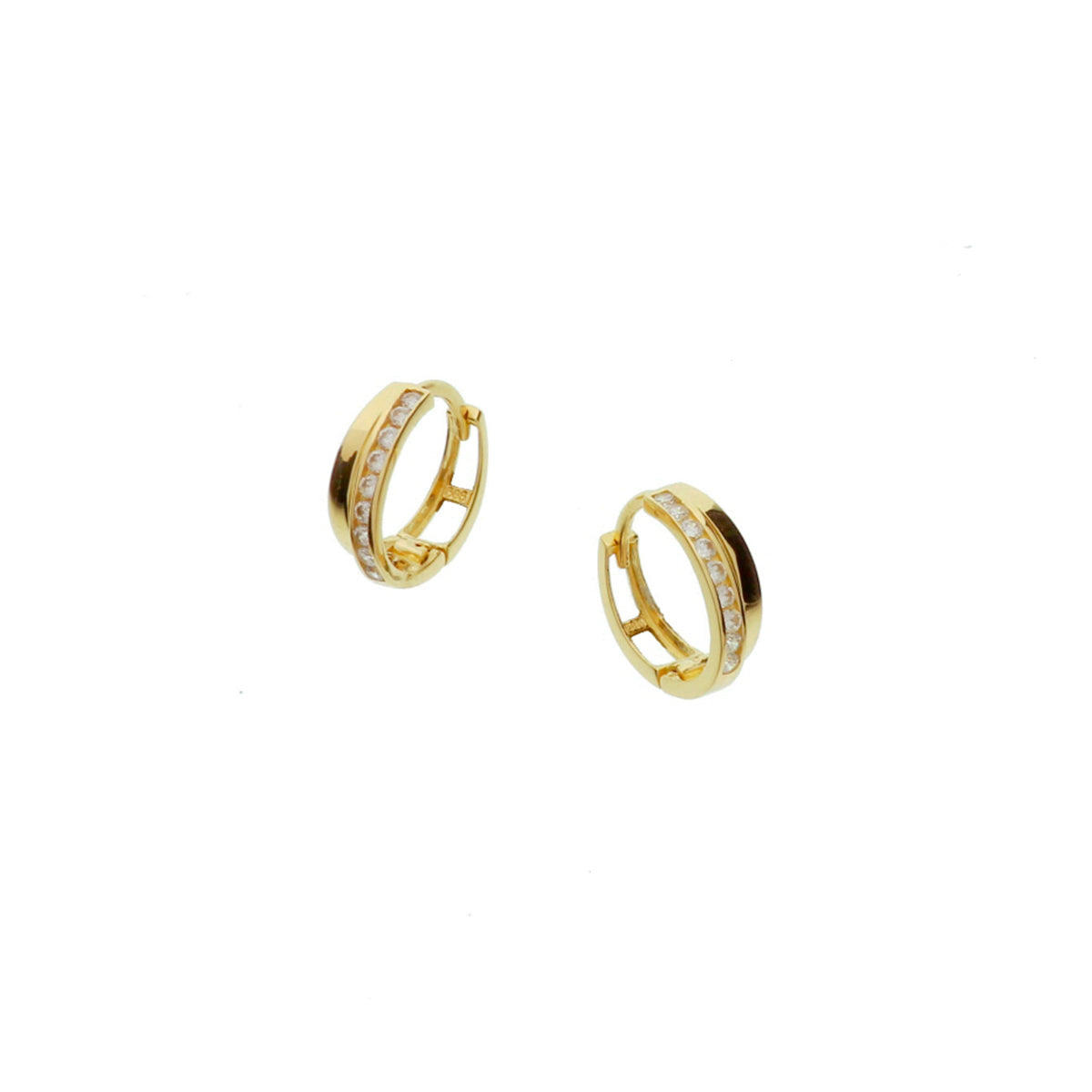 Klapoorringen zirkonia 14k geelgoud